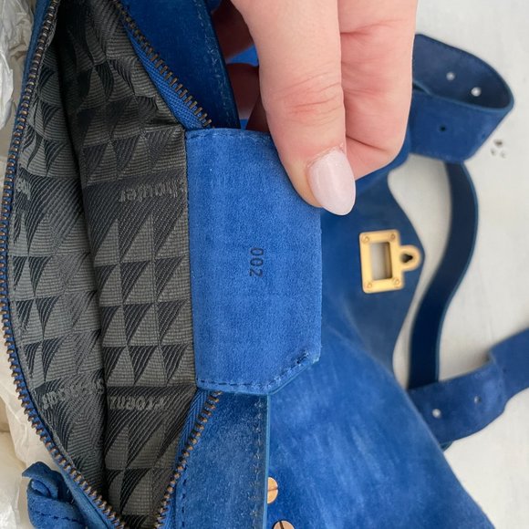 Proenza Schouler PS1 Blue Suede Satchel Bag Envelope Flap With Buckle - Picture 14 of 16